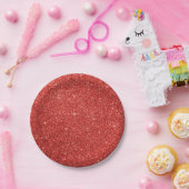 Chic Faux Red Glitter Paper Borden Papieren Bordje (Feest)