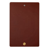 Chic Faux Red Leather & Gold Monogram Naam Mini Klembord (Achterkant)