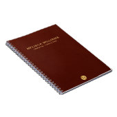 Chic Faux Red Leather & Gold Monogram Naam Notitieboek (Rechterzijde)
