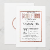 Chic Faux Roos Gold Afstuderen Uitnodiging (Voorkant / Achterkant)