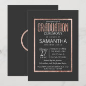 Chic Faux Roos Gold Afstuderen Uitnodiging (Voorkant / Achterkant)