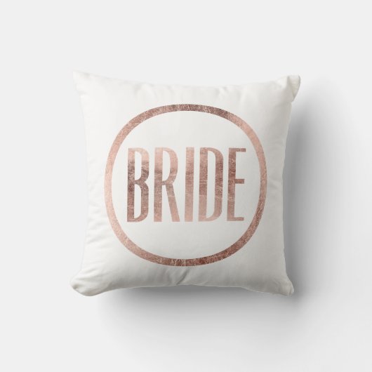 Chic Faux Roos Gold Bride Typografie Kussen (Voorkant)