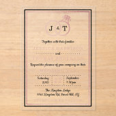 Chic Faux Roos Gold Foil Monogram Weddenschappen Acryl Uitnodigingen (Voorkant)