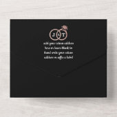 Chic Faux Roos Gold Foil Monogram Weddenschappen All In One Uitnodiging (Achterkant)