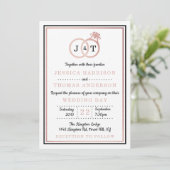 Chic Faux Roos Gold Foil Monogram Weddenschappen Kaart (Staand voorkant)