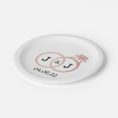 Chic Faux Roos Gold Foil Monogram Weddenschappen Papieren Bordje (Gekanteld)