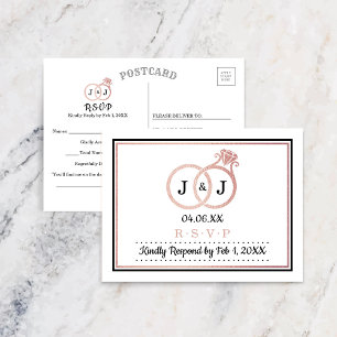 Chic Faux Roos Gold Foil Monogram Weddenschappen Uitnodiging Briefkaart