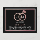 Chic Faux Roos Gold Foil Monogram Weddenschappen Uitnodiging Briefkaart (Voorkant)
