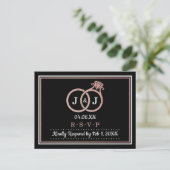 Chic Faux Roos Gold Foil Monogram Weddenschappen Uitnodiging Briefkaart (Staand voorkant)