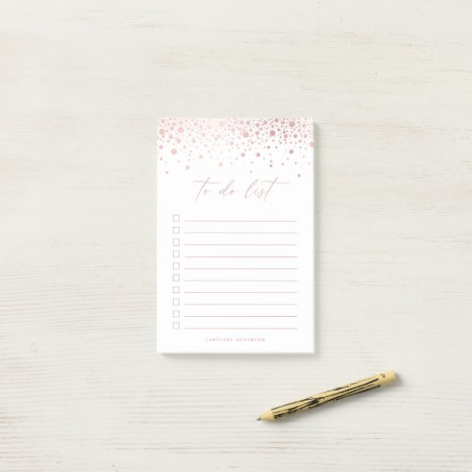 Chic Faux Roos Gold Folie Confetti Dot Gepersonali Post-it® Notes (Op bureau)