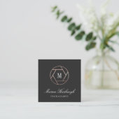 Chic Faux Roos Gold Fotograaf Monogram Logo Vierkante Visitekaartje (Staand voorkant)