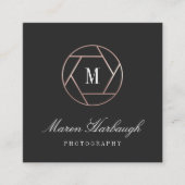 Chic Faux Roos Gold Fotograaf Monogram Logo Vierkante Visitekaartje (Voorkant)