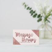 Chic Faux Roos Gold Glitter Massage Therapist Visitekaartje (Staand voorkant)