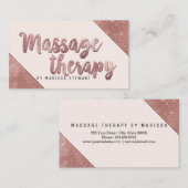 Chic Faux Roos Gold Glitter Massage Therapist Visitekaartje (Voorkant / Achterkant)