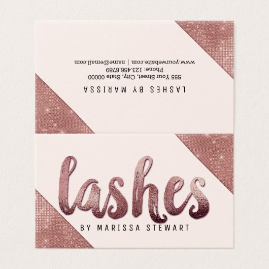 Chic Faux Roos Gold Glitter Sequins Lashes Visitekaartje (Buitenkant ongevouwen)