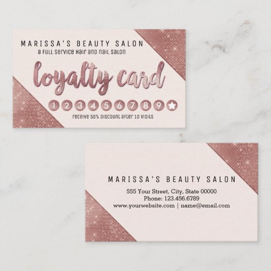 Chic Faux Roos Gold Glitter Sequins Loyalty (Voorkant / Achterkant)