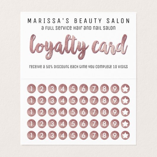 Chic Faux Roos Gold Glitter Sequins Loyalty Visitekaartje (Binnenkant ongevouwen)