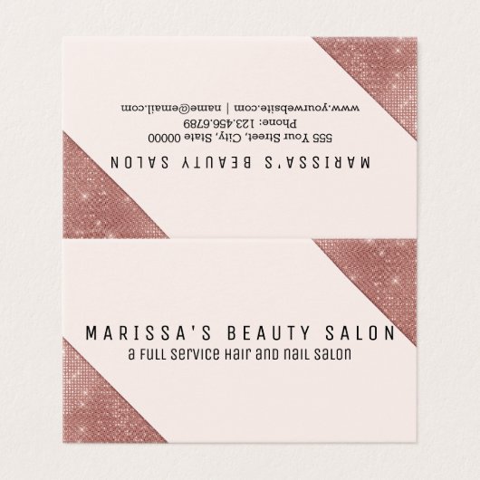 Chic Faux Roos Gold Glitter Sequins Loyalty Visitekaartje (Buitenkant ongevouwen)