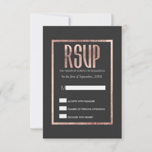 Chic Faux Roos Gold RSVP-kaarten RSVP Kaartje (Voorkant)
