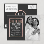 Chic Faux Roos Gold Save the Date Briefkaarten (Voorkant / Achterkant)