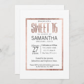 Chic Faux Roos Gold Sweet 16 Kaart (Voorkant / Achterkant)