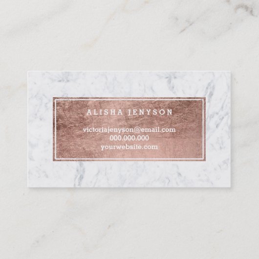 Chic faux roos Gold typografie marmer trouwe Klantenkaartje (Achterkant)