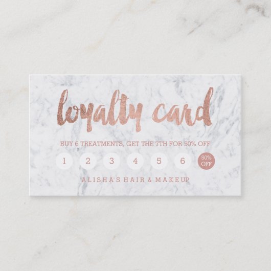 Chic faux roos Gold typografie marmer trouwe Klantenkaartje (Voorkant)