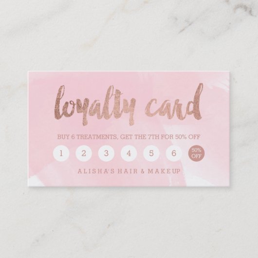 Chic faux roos Gold typografie roze trouwe kaart Klantenkaartje (Voorkant)