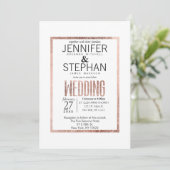 Chic Faux Roos Gold Wedding Invitations Kaart (Staand voorkant)