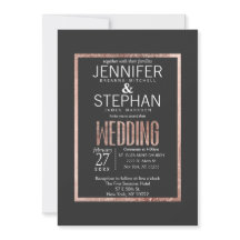 Chic Faux Roos Gold Wedding Invitations