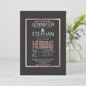 Chic Faux Roos Gold Wedding Invitations Kaart (Staand voorkant)