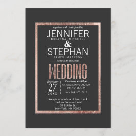 Chic Faux Roos Gold Wedding Invitations Kaart
