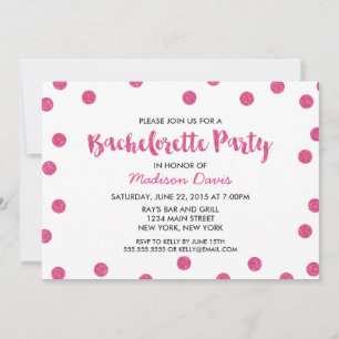 Chic Faux Roze Glitter Bachelorette Party Kaart