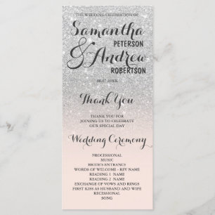 Chic faux Silglitter ombre Wedding Programme Programmakaart