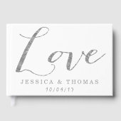 Chic Faux Silver Foil Love Custom WeddenLove Gastenboek (Voorkant)