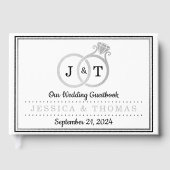 Chic Faux Silver Foil Monogram Weddenschappen Gastenboek (Voorkant)