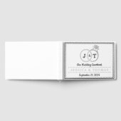 Chic Faux Silver Foil Monogram Weddenschappen Gastenboek (Volledig)