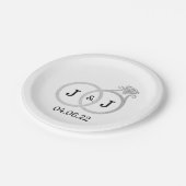 Chic Faux Silver Foil Monogram Weddenschappen Papieren Bordje (Gekanteld)