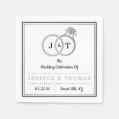 Chic Faux Silver Foil Monogram Weddenschappen Servet (Voorkant)