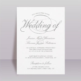 Chic Faux Silver Foil Script Weddenschap Kaart