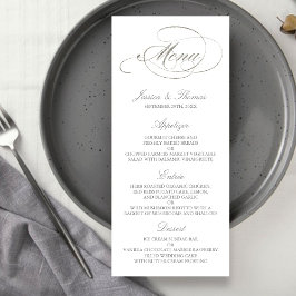 Chic Faux Silver Foil Wedding Menu Sjabloon