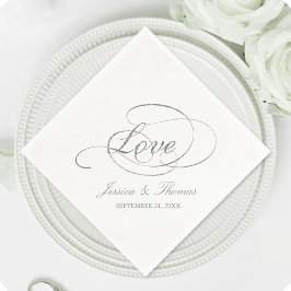 Chic Faux Silver Foil Wedding Reception Sjabloon Servet