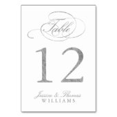 Chic Faux Silver Foil Wedding Table Number Kaarten (Voorkant)