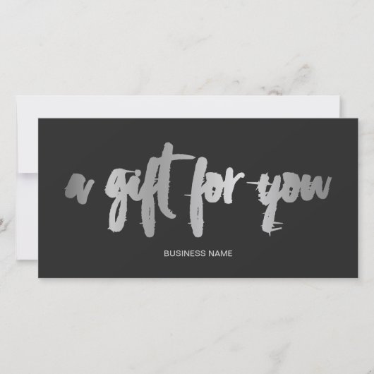 Chic faux Silver folie grijs logo gift certificaat (Voorkant)