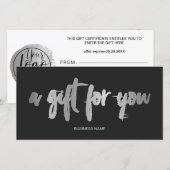 Chic faux Silver folie grijs logo gift certificaat (Voorkant / Achterkant)