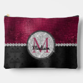 Chic faux Silver Glitter Burgundy Black monogram Etui (Voorkant)