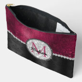 Chic faux Silver Glitter Burgundy Black monogram Etui (Open)