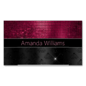 Chic faux Silver Glitter Burgundy Black monogram Magnetisch Visitekaartje (Voorkant)