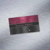 Chic faux Silver Glitter Burgundy Black monogram Magnetisch Visitekaartje (Voorbeeld)