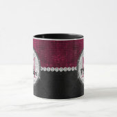 Chic faux Silver Glitter Burgundy Black monogram Mok (Midden)
